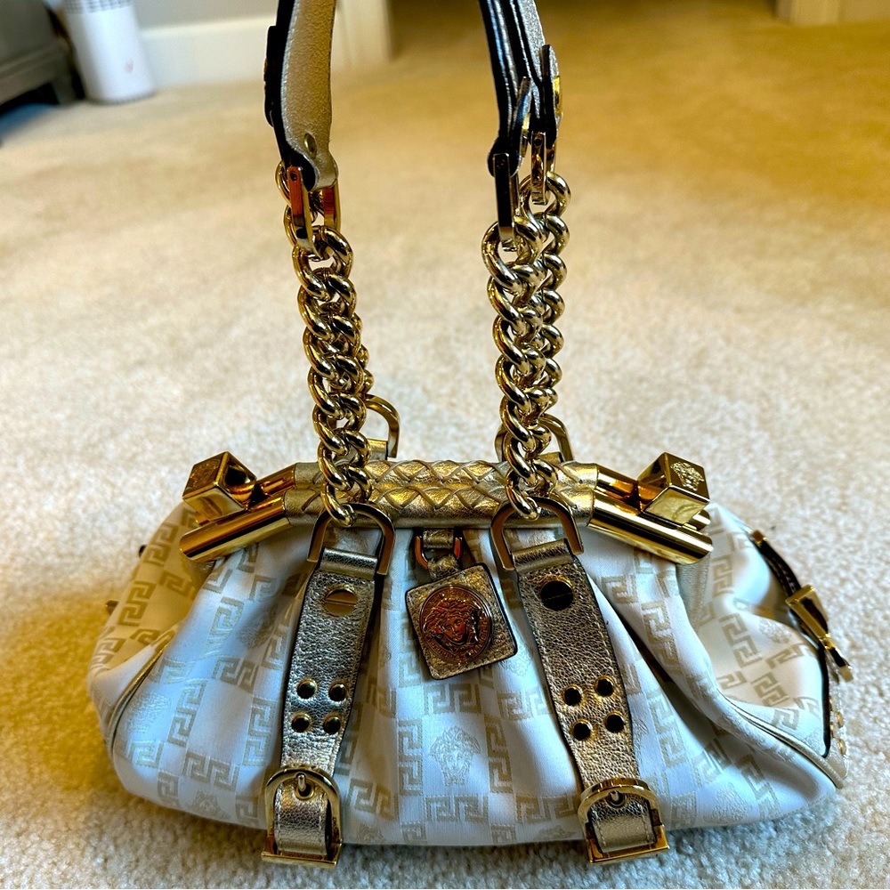Authentic Versace White & Gold Satchel
